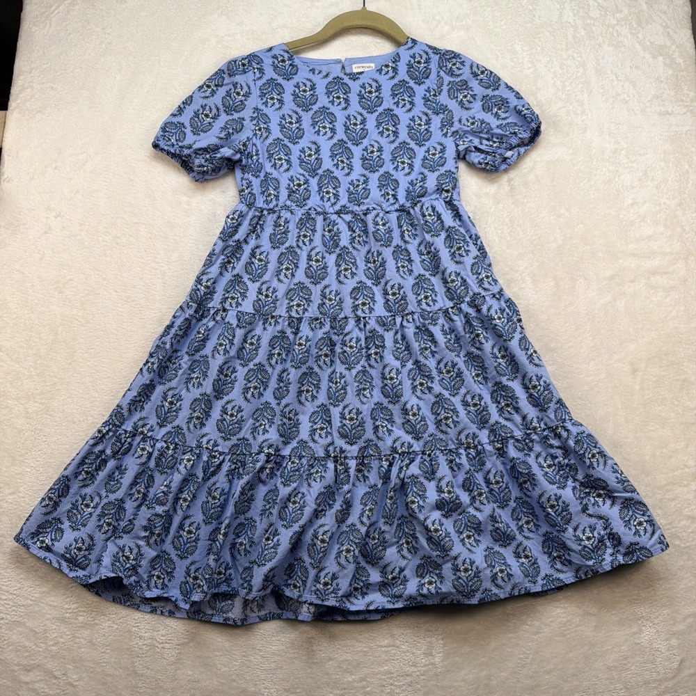 Crewcuts Blue Floral Tiered Dress Girls Size 8 Boho Cottagecore Twirl Midi